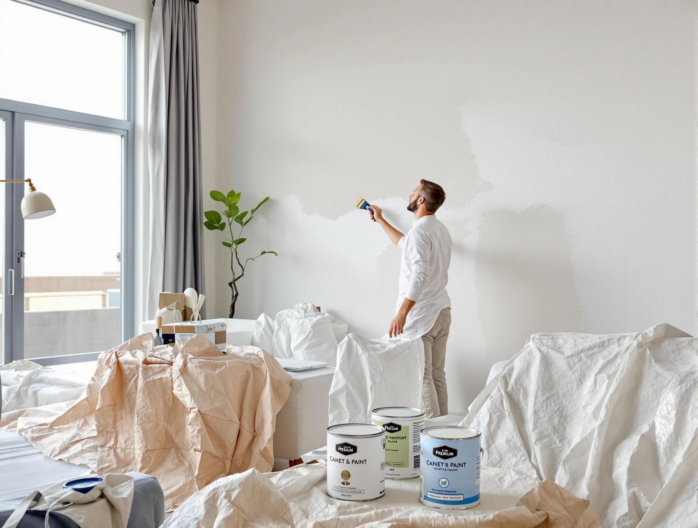 Cleveland Heights House Painters team carefully painting an interior wall in Cleveland Heights, OH