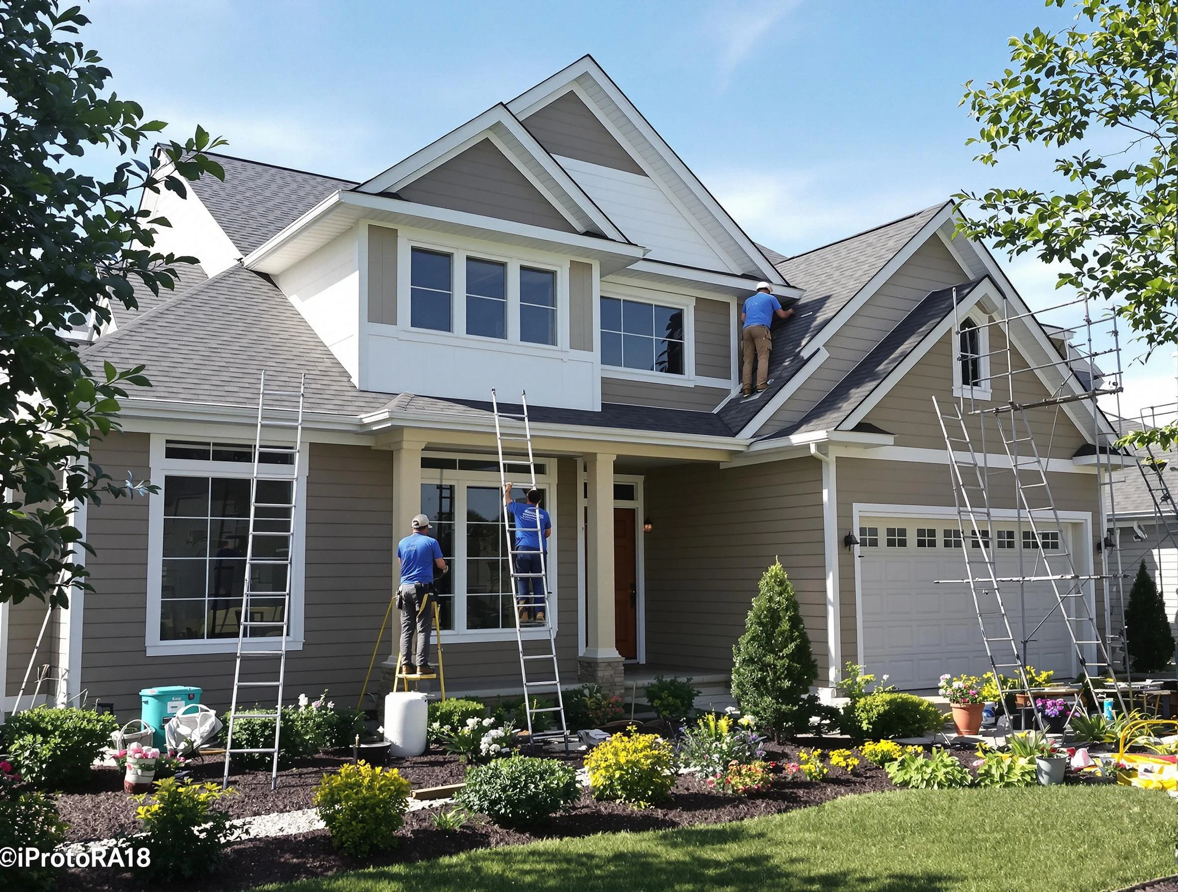 Detailed exterior painting by Cleveland Heights House Painters in Cleveland Heights