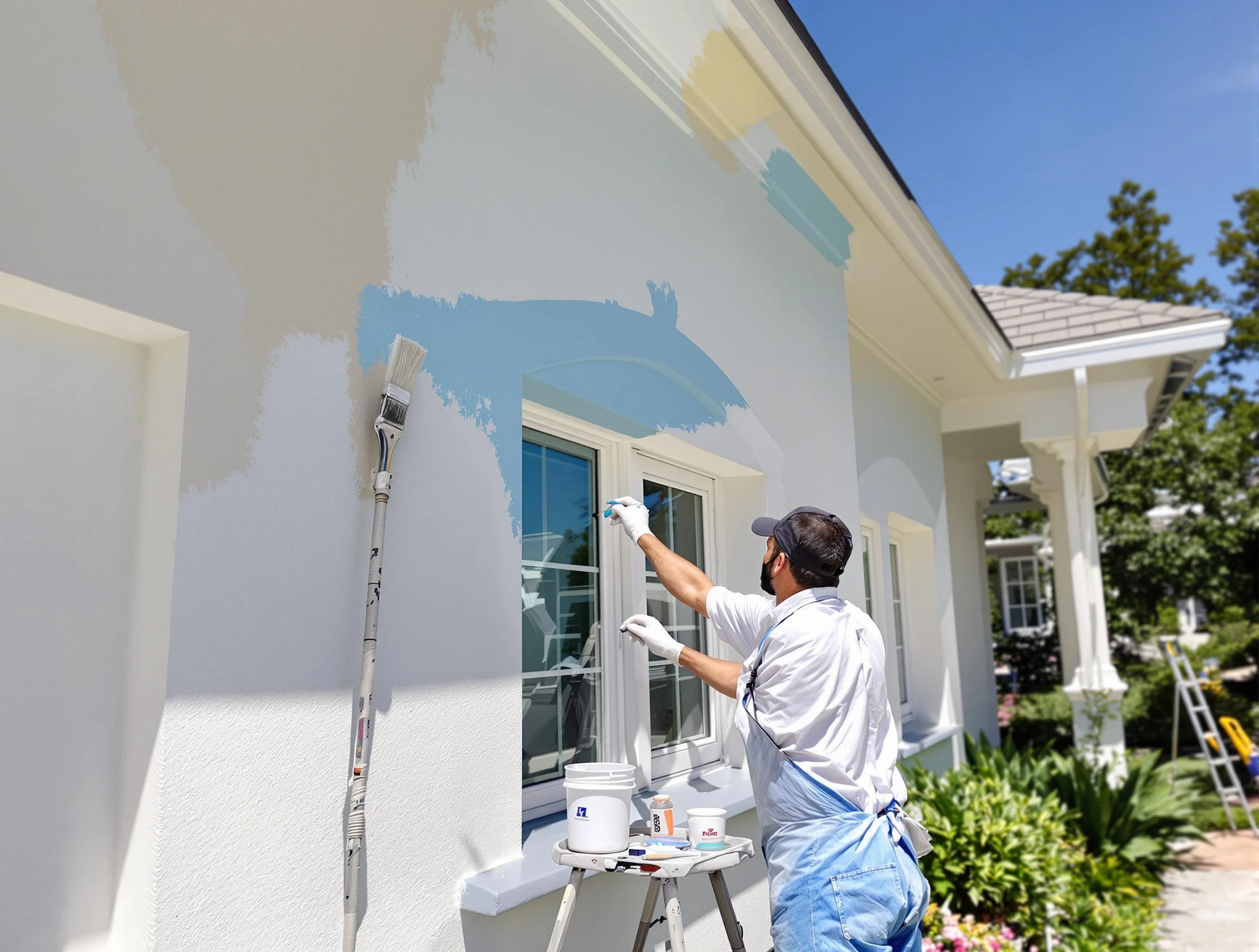 Cleveland Heights House Painters professional painting the exterior of a house in Cleveland Heights, OH